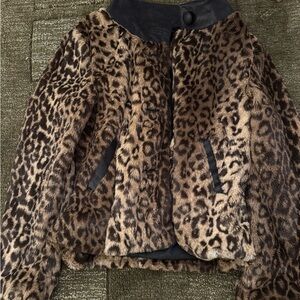 Leopard Print Faux Fur Jacket